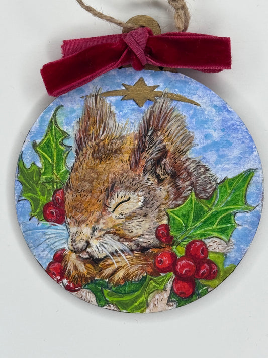 Sleeping Squirrel ornament